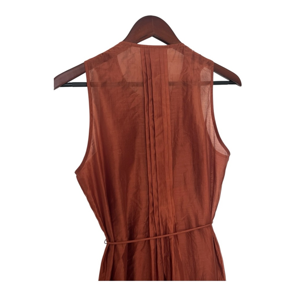 Banana Republic Pintuck Organza Midi Dress Arabian Spice Pumpkin Medium Lined - Picture 5 of 16